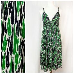 DVF Green Black White Celosa Anthropod Print Dress